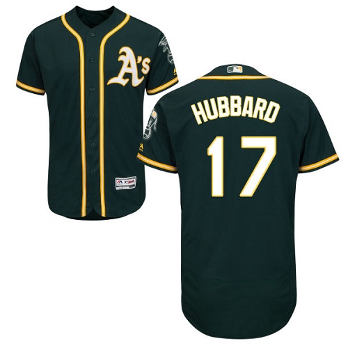 Athletics #17 Glenn Hubbard Green Flexbase Authentic Collection Stitched MLB Jersey